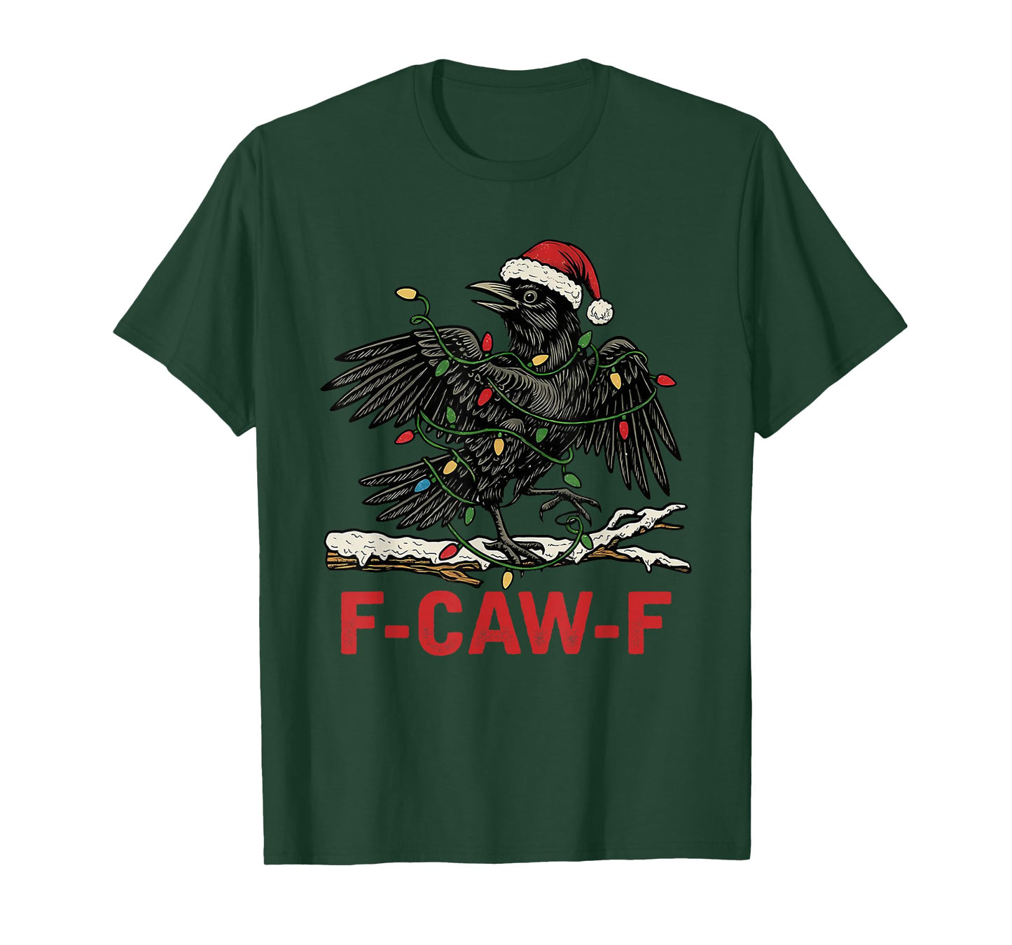 Vintage Santa Black Bird F-Caw-F Christmas T-Shirt