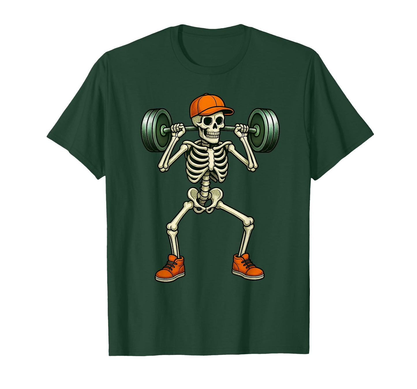 Skeleton Halloween Weight Lifting Workout Boys Kids Men T-Shirt