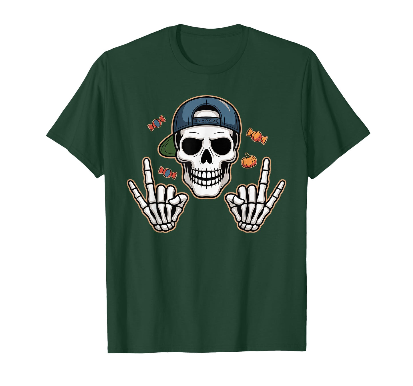 Bruh Punk Rock Skeleton Cool Rocker Halloween Guitar Music T-Shirt