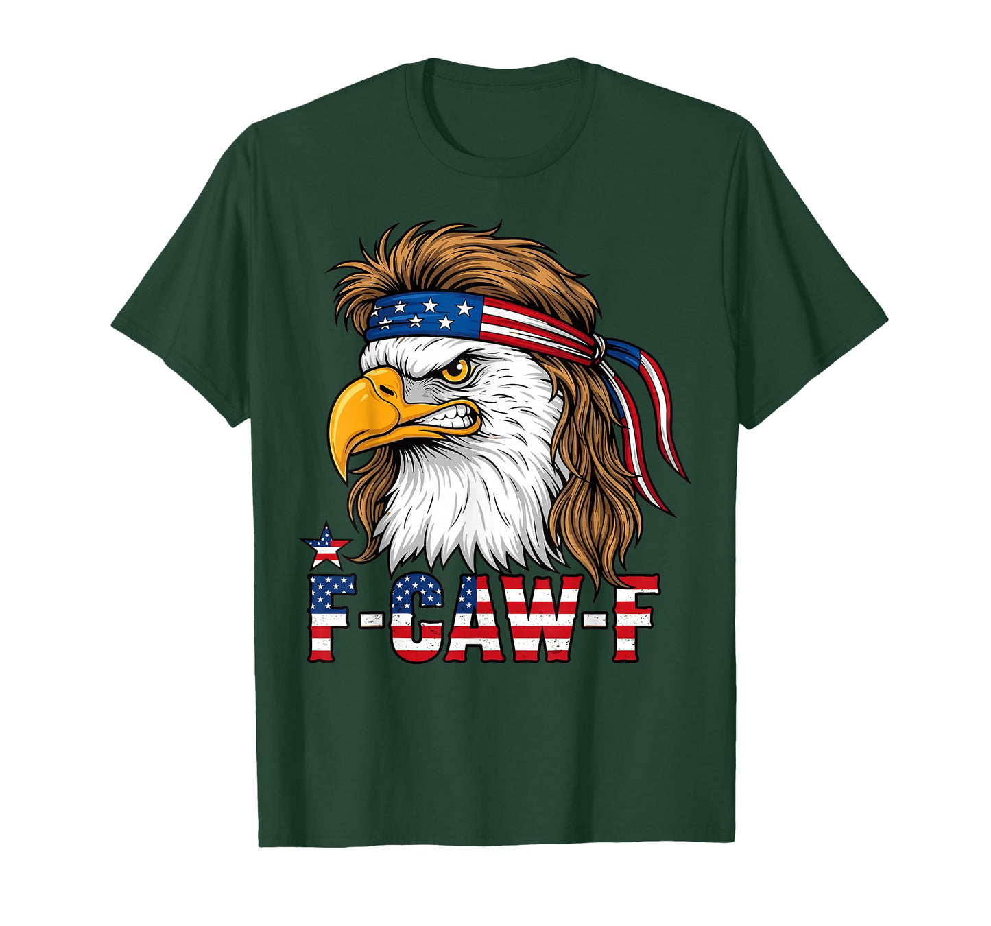 Patriotic Eagle Mullet USA Flag Bandana Funny F-Caw-F T-Shirt
