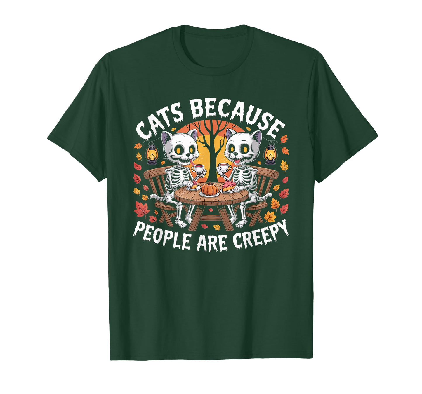 Cats Because People are Creepy Ghost Halloween Cat Mom Kids T-Shirt