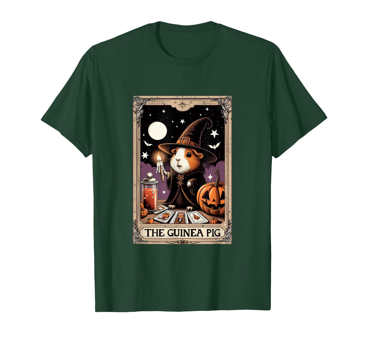 The Guinea Pig Halloween Witch Cute Tarot Card Lover Player T-Shirt