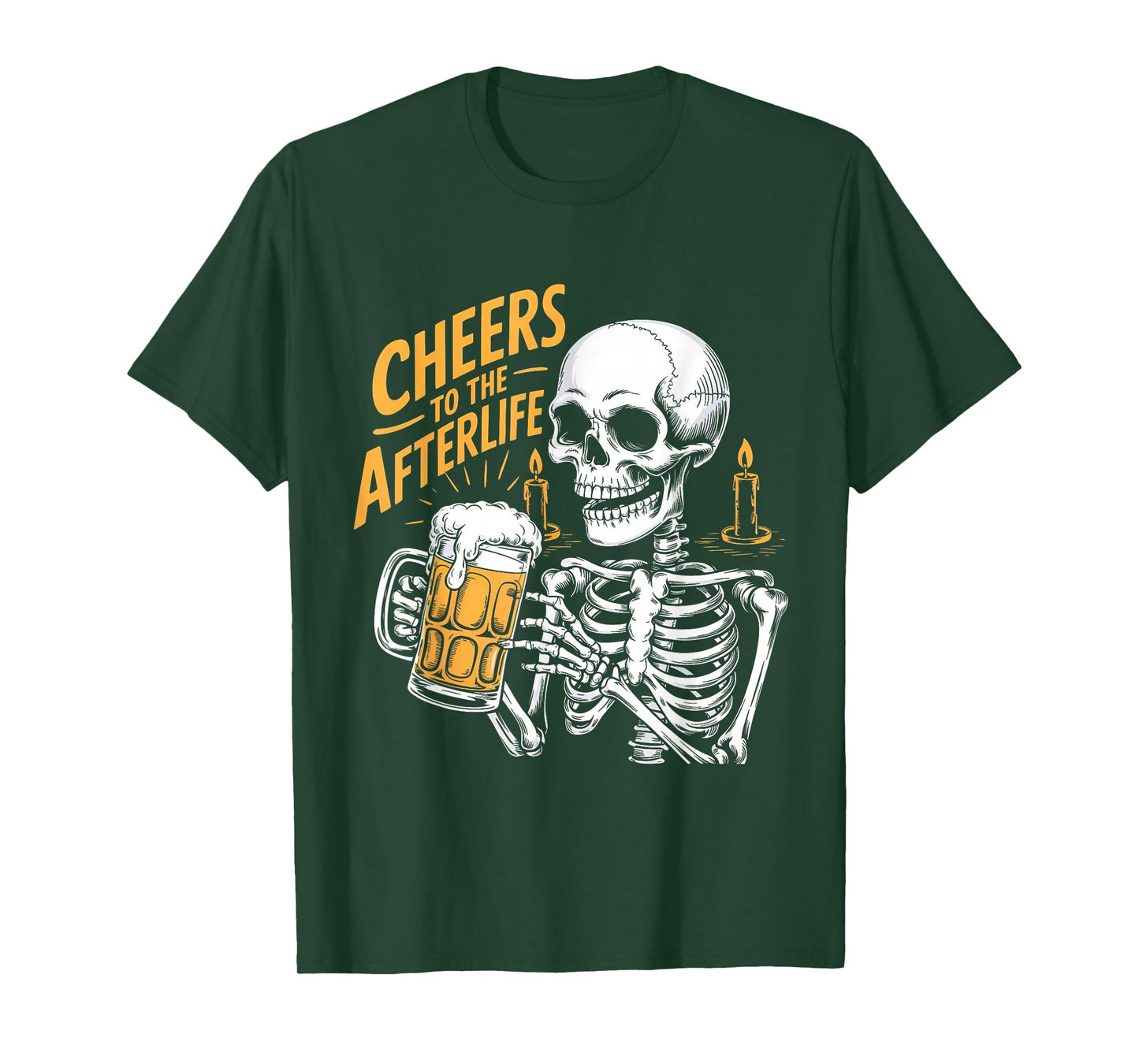 Funny Cheers to The Afterlife Party Skeleton Design T-Shirt