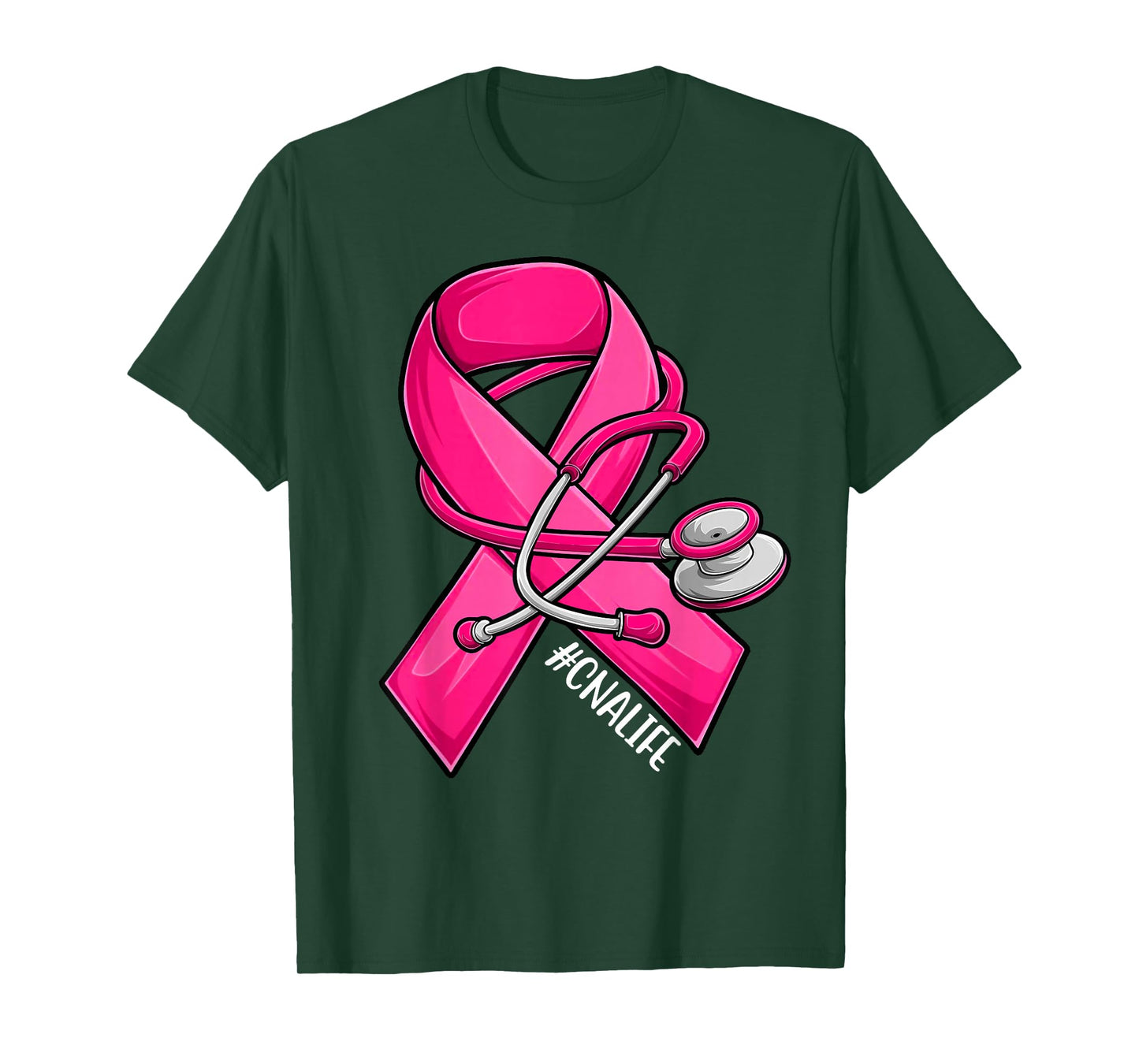 Pink Ribbon Stethoscope CNA Life Breast Cancer Awareness T-Shirt