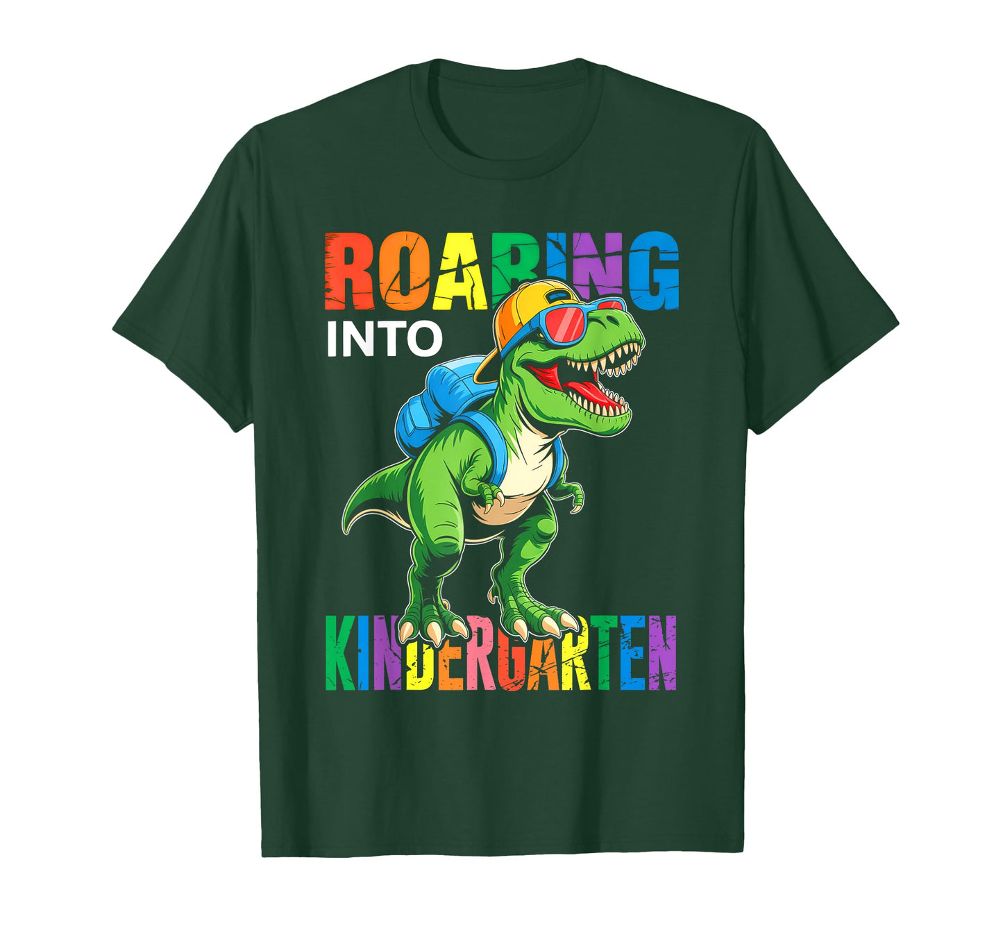 Roaring Into Kindergarten Boys Dinosaur T Rex Back to School T-Shirt