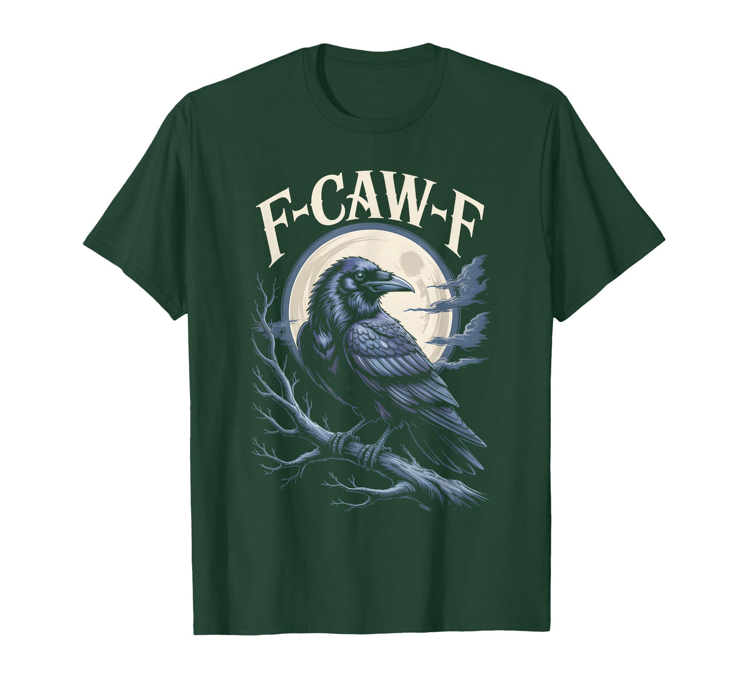 Funny F-Caw-F Crow Gothic Moon Humor Halloween T-Shirt