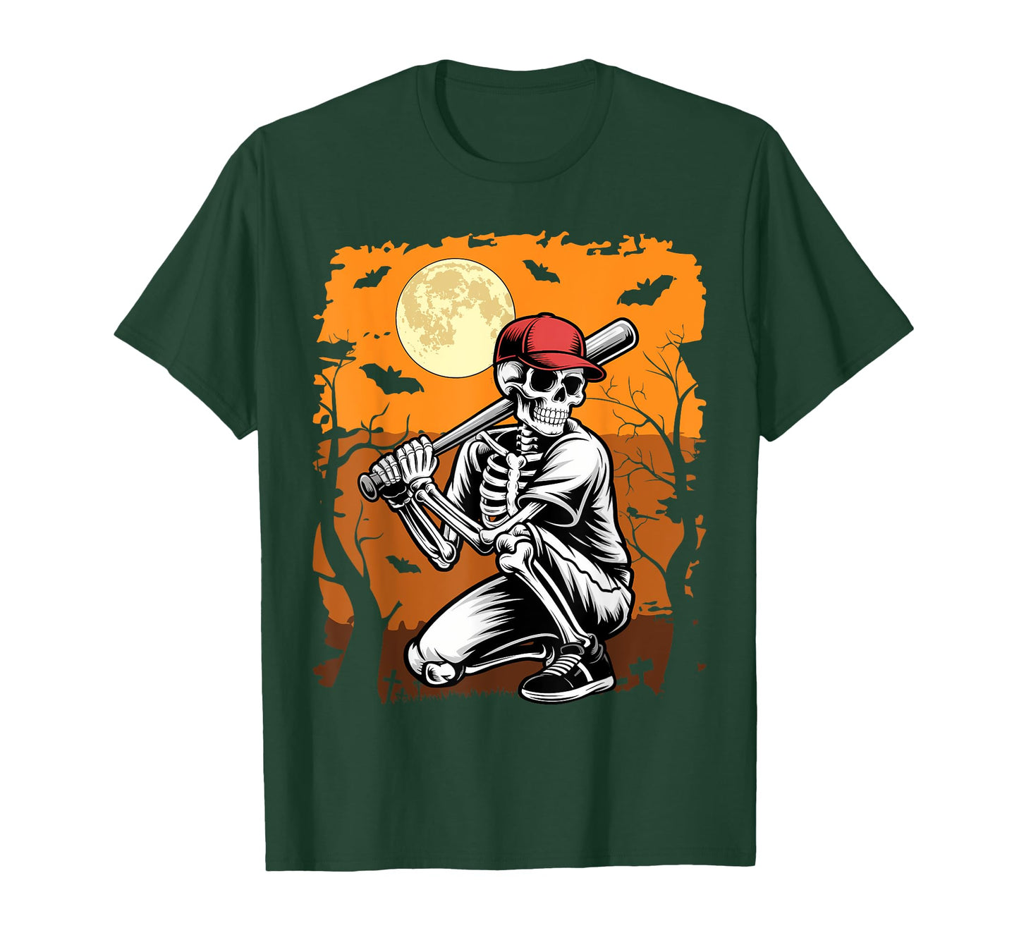 Bseball Skeleton Halloween Baseball Player T-Shirt