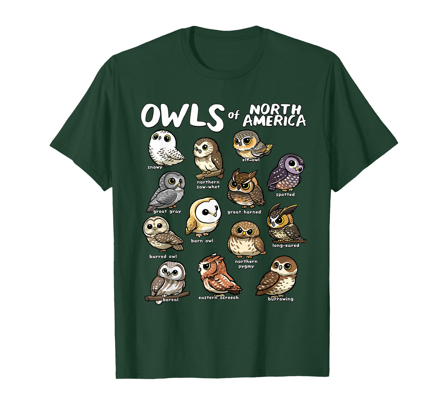 Owls of North America Shirt Birdwatcher Bird Lover Owl Lover T-Shirt