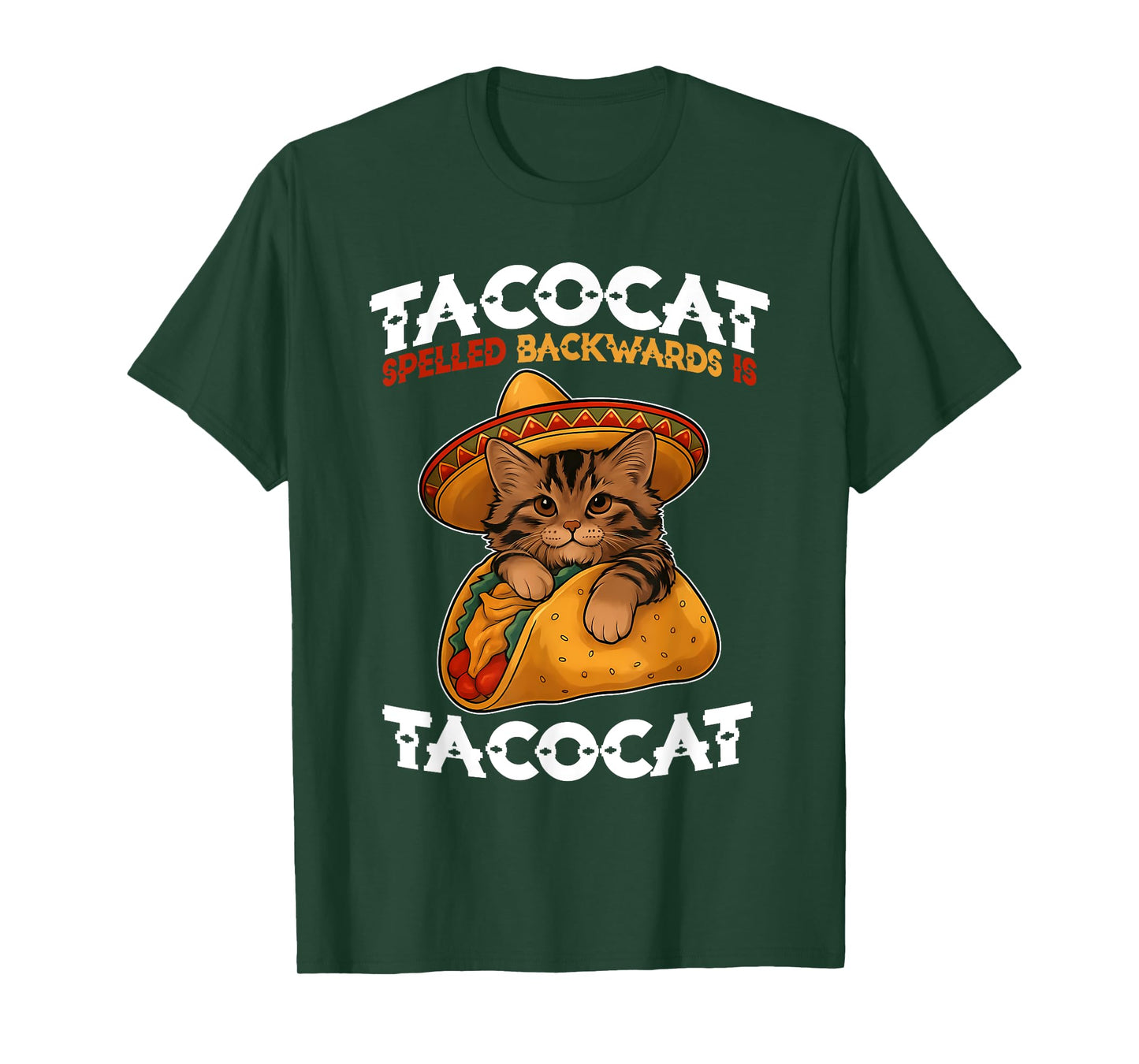 Tacocat Spelled Backward is Tacocat Funny Cat and Taco Lover T-Shirt