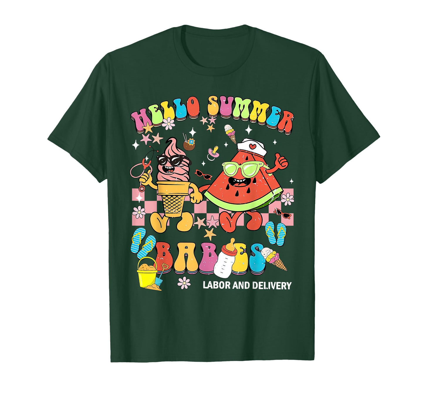 Hello Summer Babies Labor and Delivery L&D Nurse Tropical T-Shirt