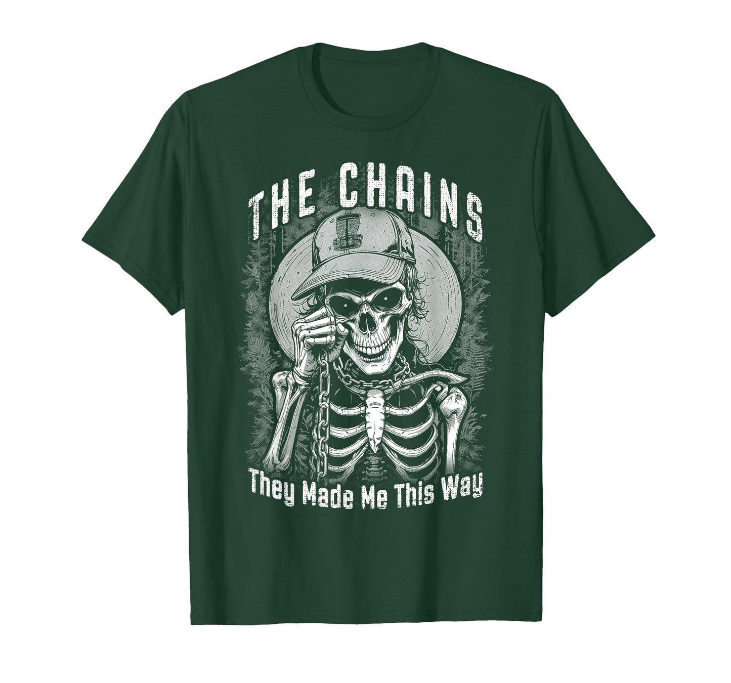 Disc Golf Player Skeleton Chains Made Me Halloween Golfer T-Shirt
