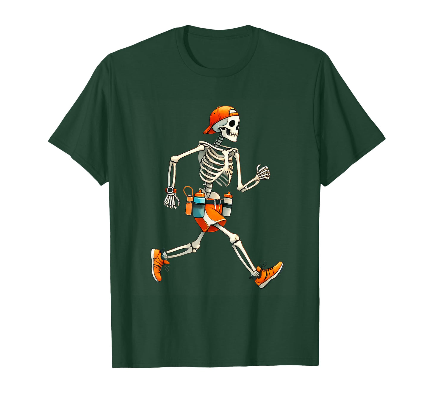 Funny Skeleton Marathon Runner Halloween Running Men Boys T-Shirt