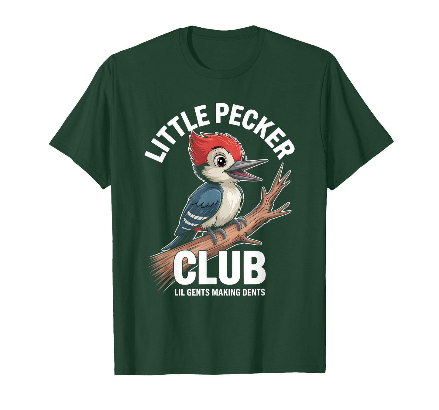 Little Pecker Club Cute Woodpecker Design T-Shirt