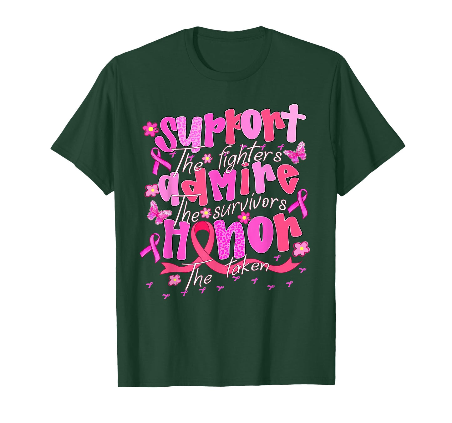Support Admire Honor Breast Cancer Awareness Warrior Ribbon T-Shirt