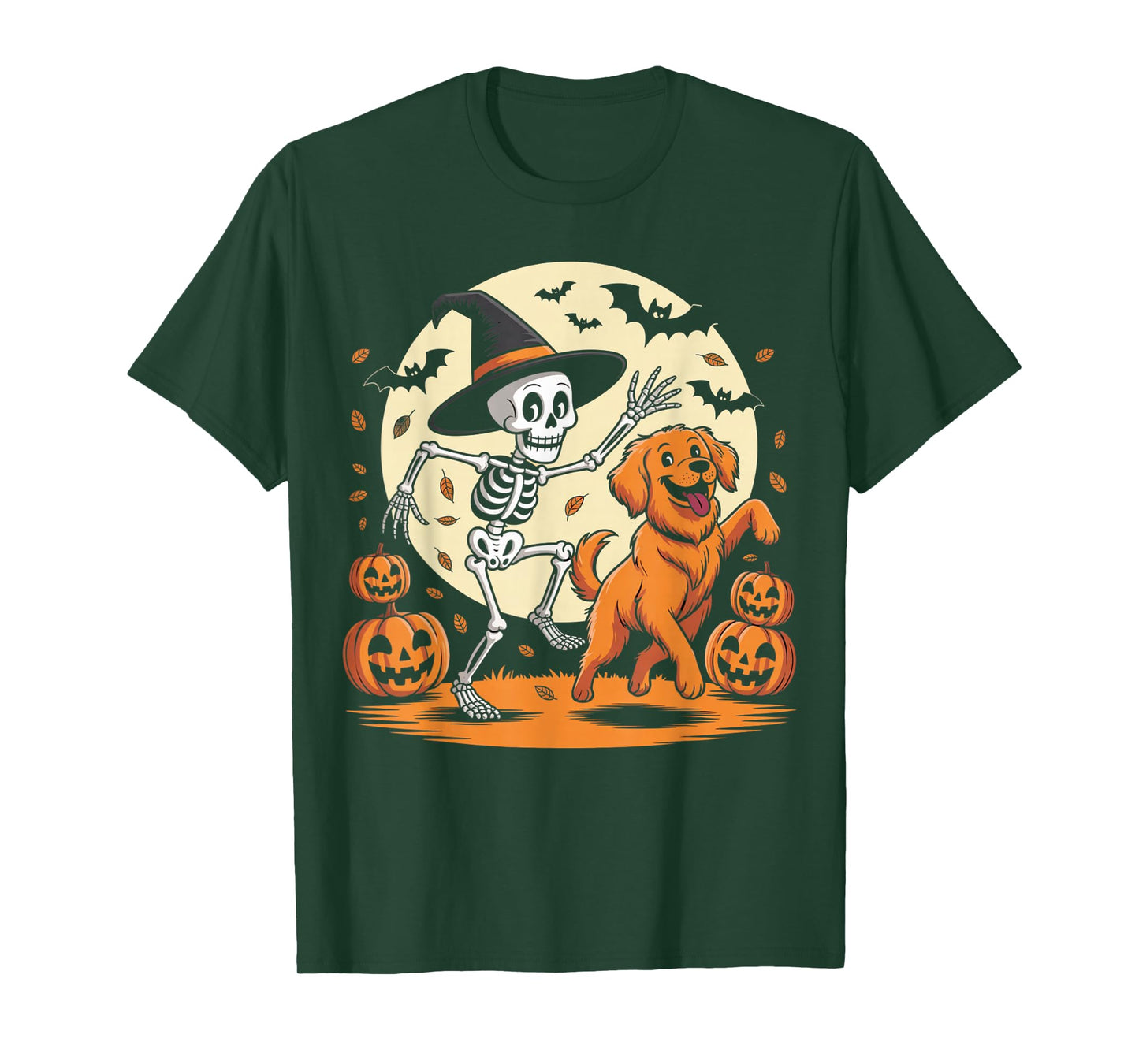 Funny Dancing Skeleton with Dog Halloween Spooky Dance Bones T-Shirt