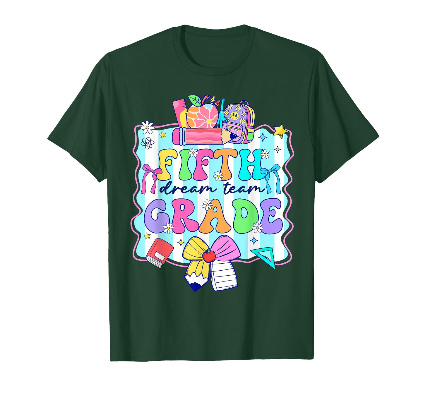 First Day Of Fifth Grade Back To School Cute Bow Kids Girls T-Shirt