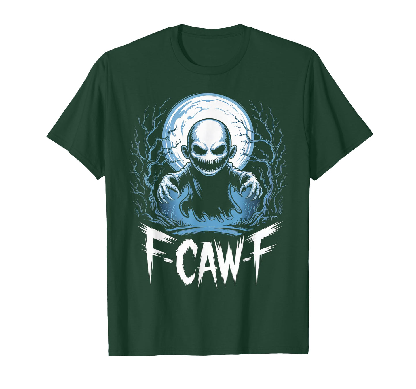 F-Caw-F Little Ghost | Funny Gothic Raven Moon Adult Humor T-Shirt