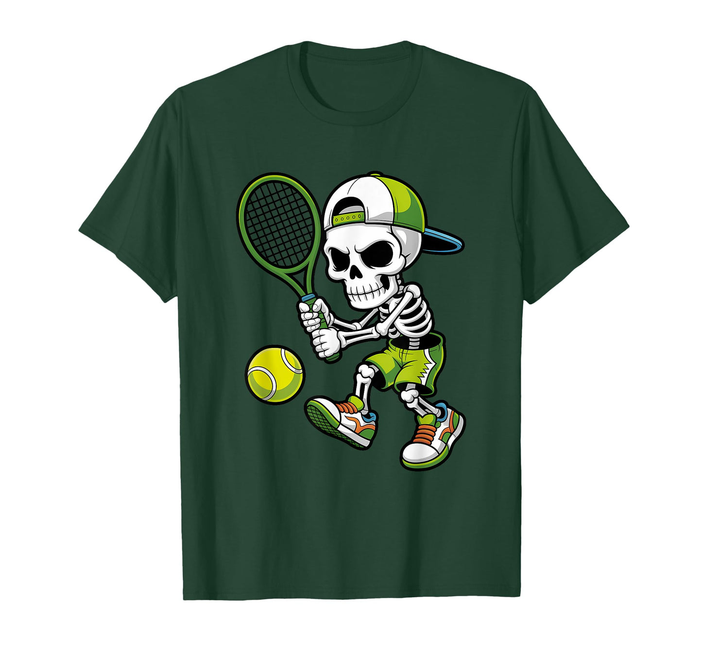 Skeleton Tennis Halloween Costume Funny Gifts Men Boys Kids T-Shirt