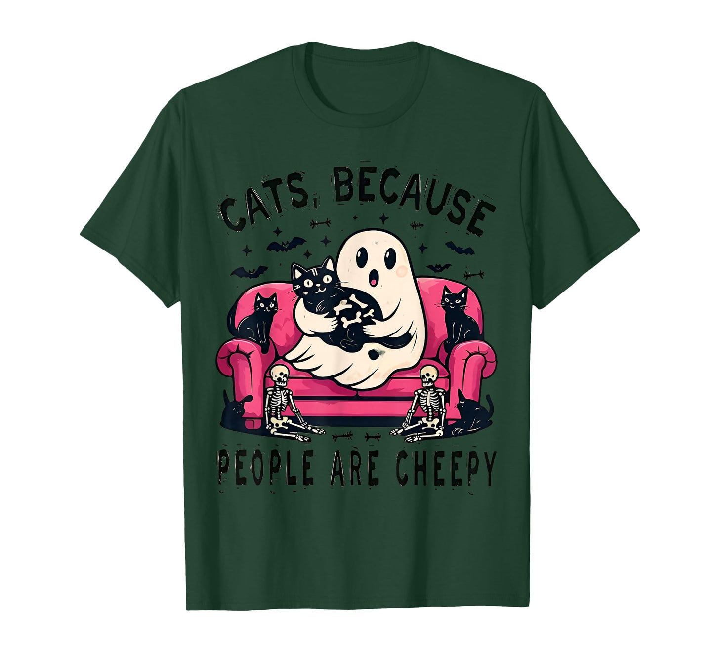 Cats Because People are Cheepy T-Shirt,Halloween Ghost T-Shirt