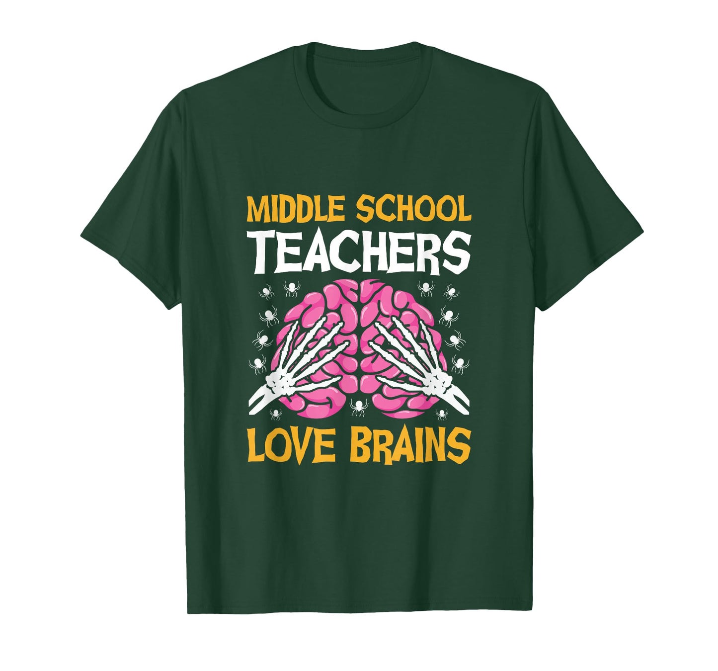Middle School Teacher Love Brains Funny Halloween School T-Shirt