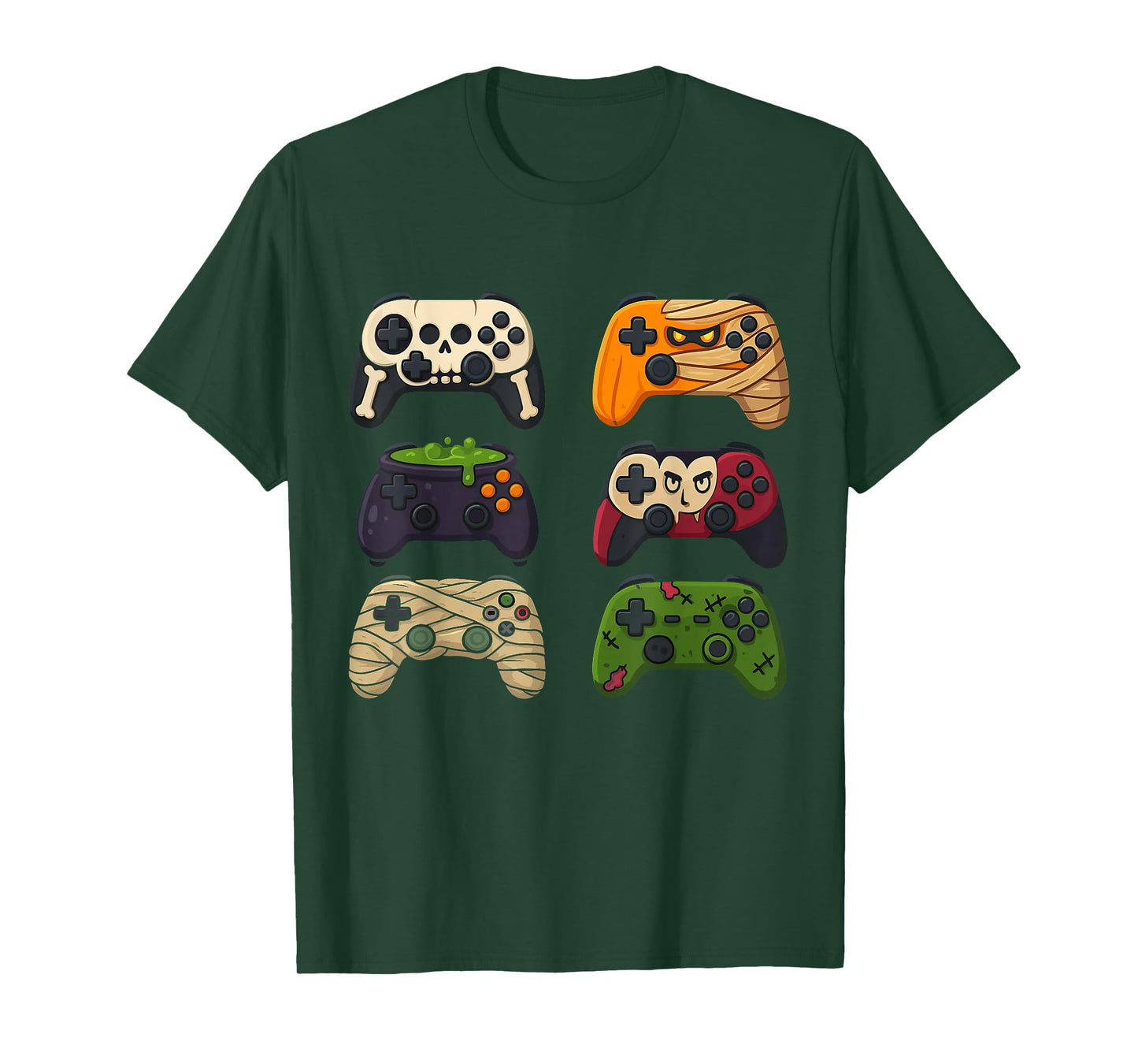 Halloween Skeleton Funny Spooky Gaming Controllers Boys Kids T-Shirt