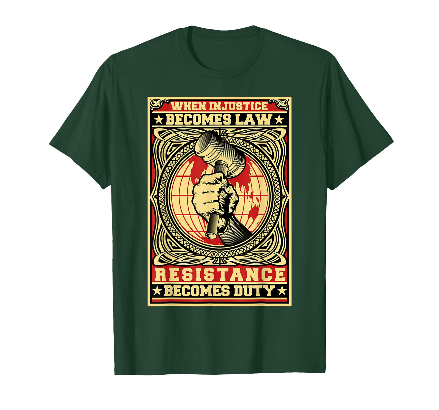 Political Abyss Shirts When Injustice Becomes Law Resistance Becomes Duty Unisex Adult Black Cotton Blend T-Shirt Small Classic Fit Short Sleeve