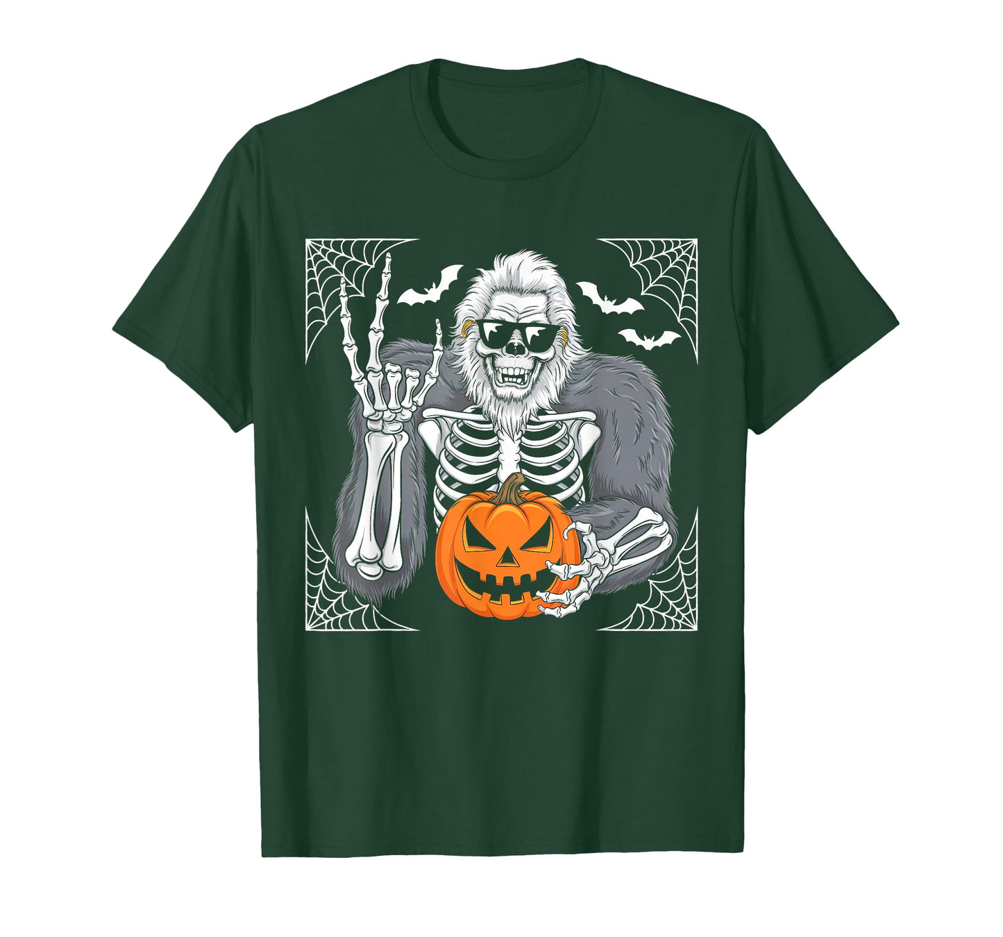 Spooky Bigfoot Jack O Lantern Skeleton Fun Halloween Boys T-Shirt