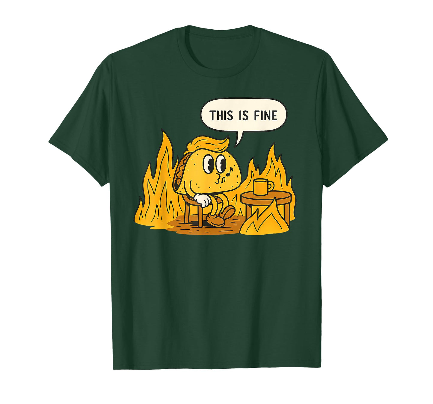 Funny Retro Orange Taco Meme This is Fine Parody T-Shirt