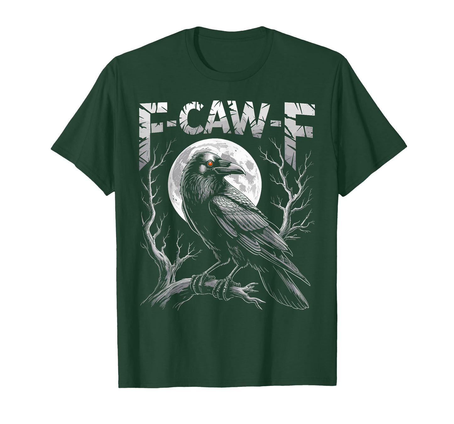 Black Crow, F-Caw-F Funny Black Bird Moon Gothic Adult Humor T-Shirt