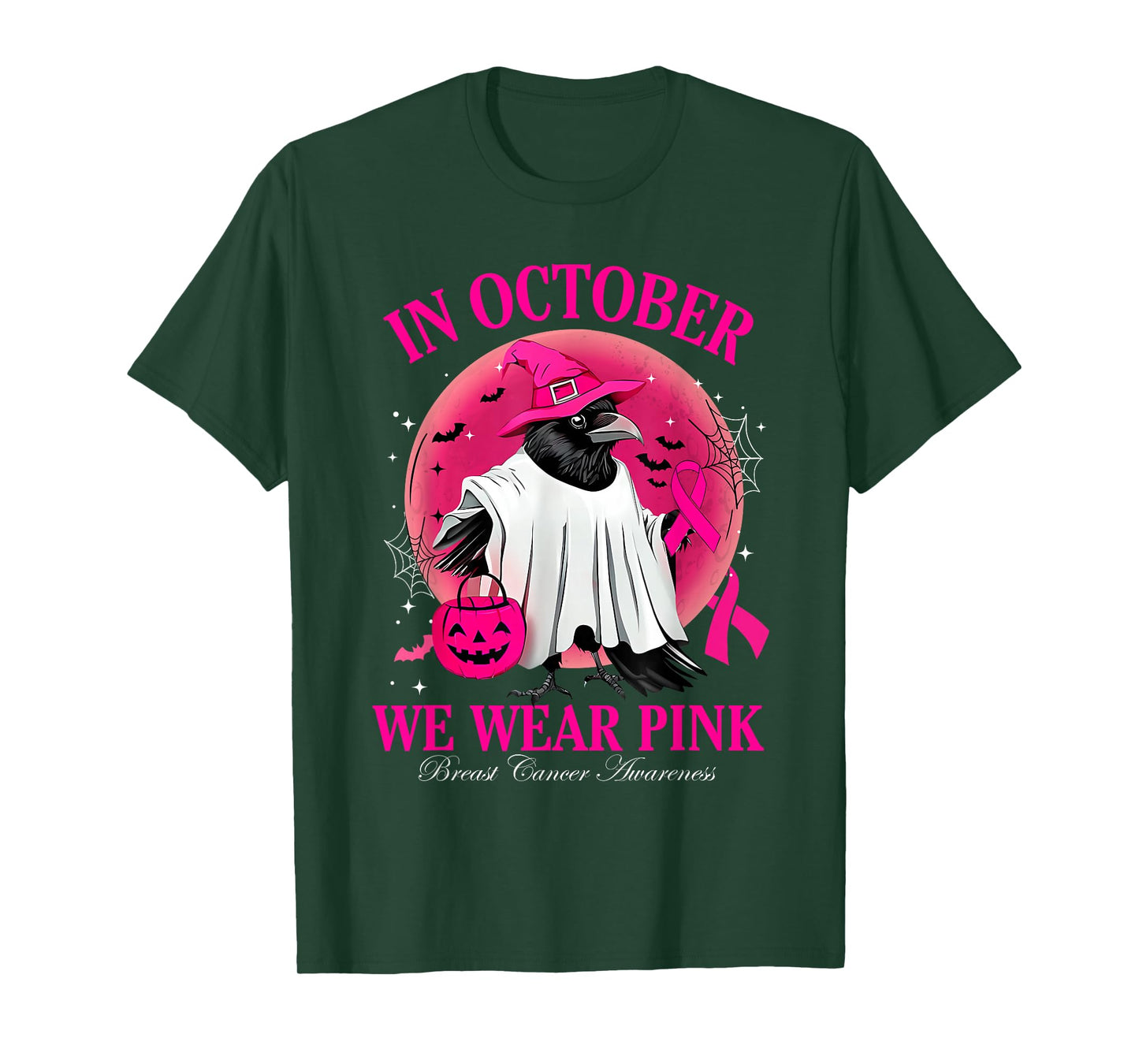 Black Crow in October We Wear Pink Breast Cancer Awareness T-Shirt