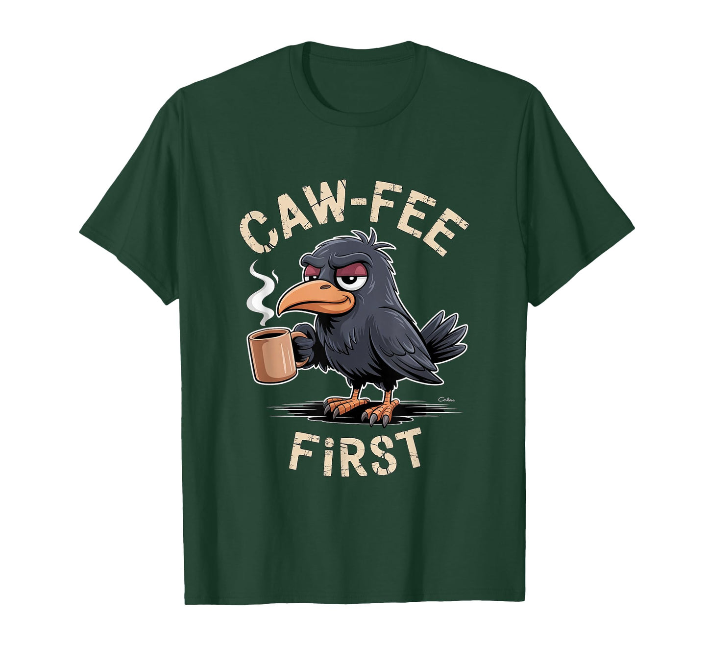 Caw-fee First F-CAW-F Meme for Coffee Lovers Dark Humor T-Shirt