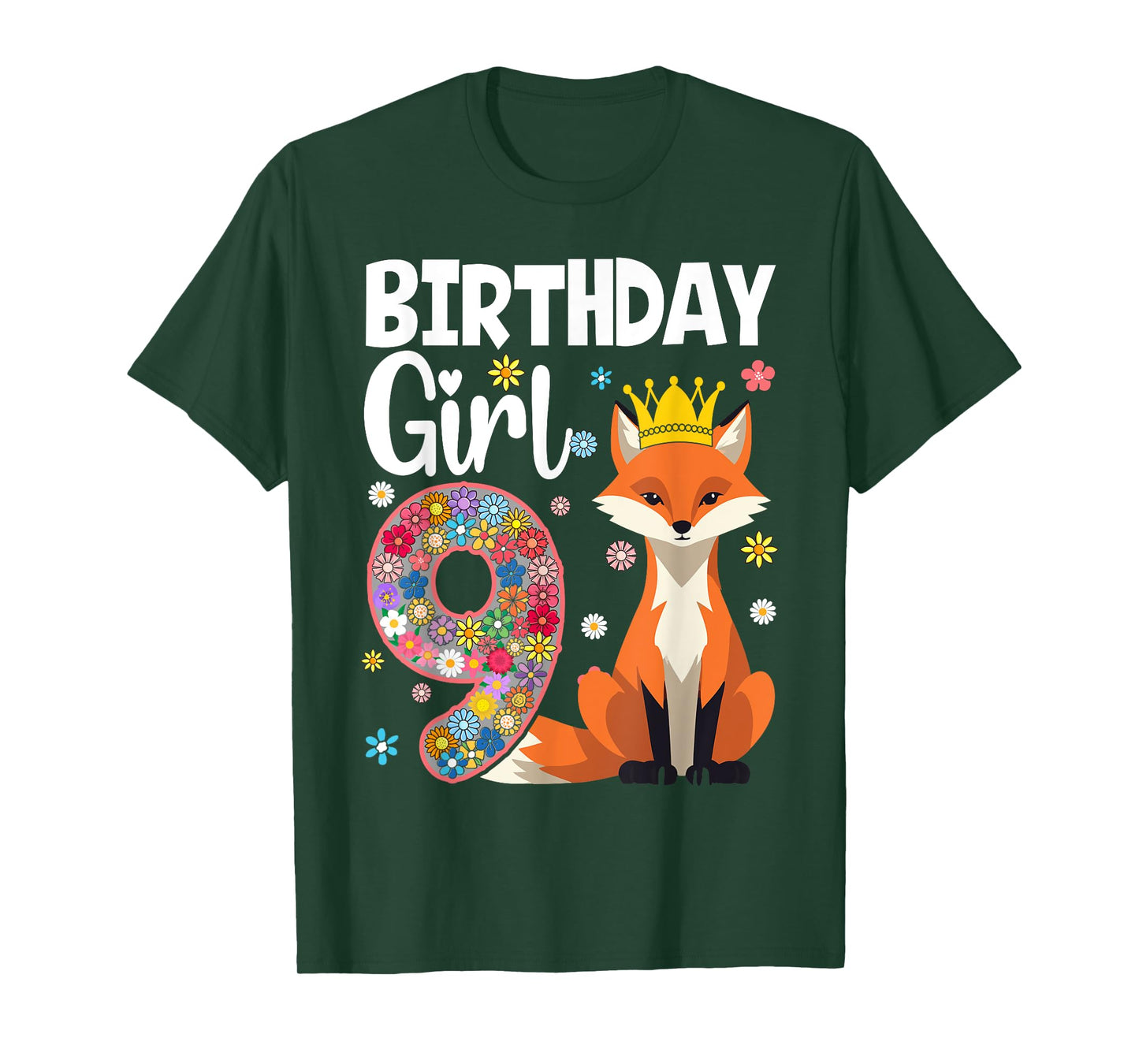Fox Animal Lovers 9th Birthday Girl Fox B-day 9 year old T-Shirt