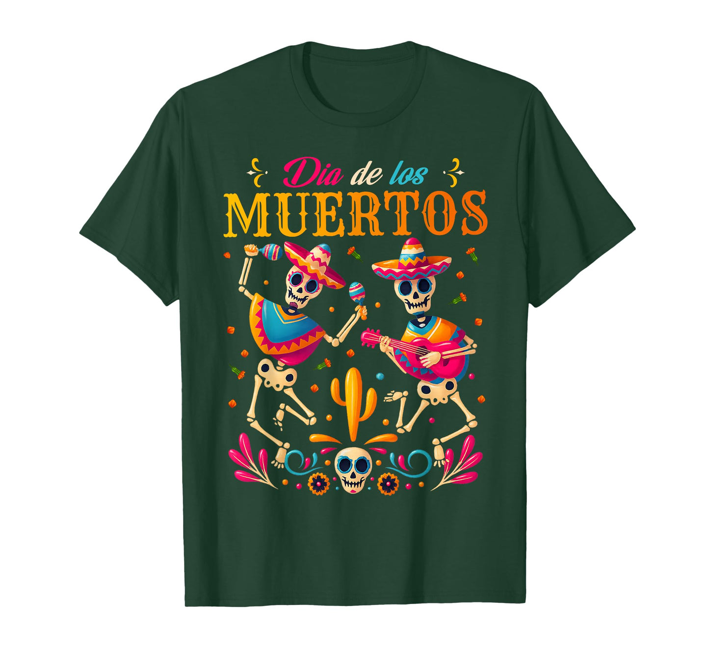 Day The Dead Sugar Skull Dancing Skeleton Dia De Los Muertos T-Shirt