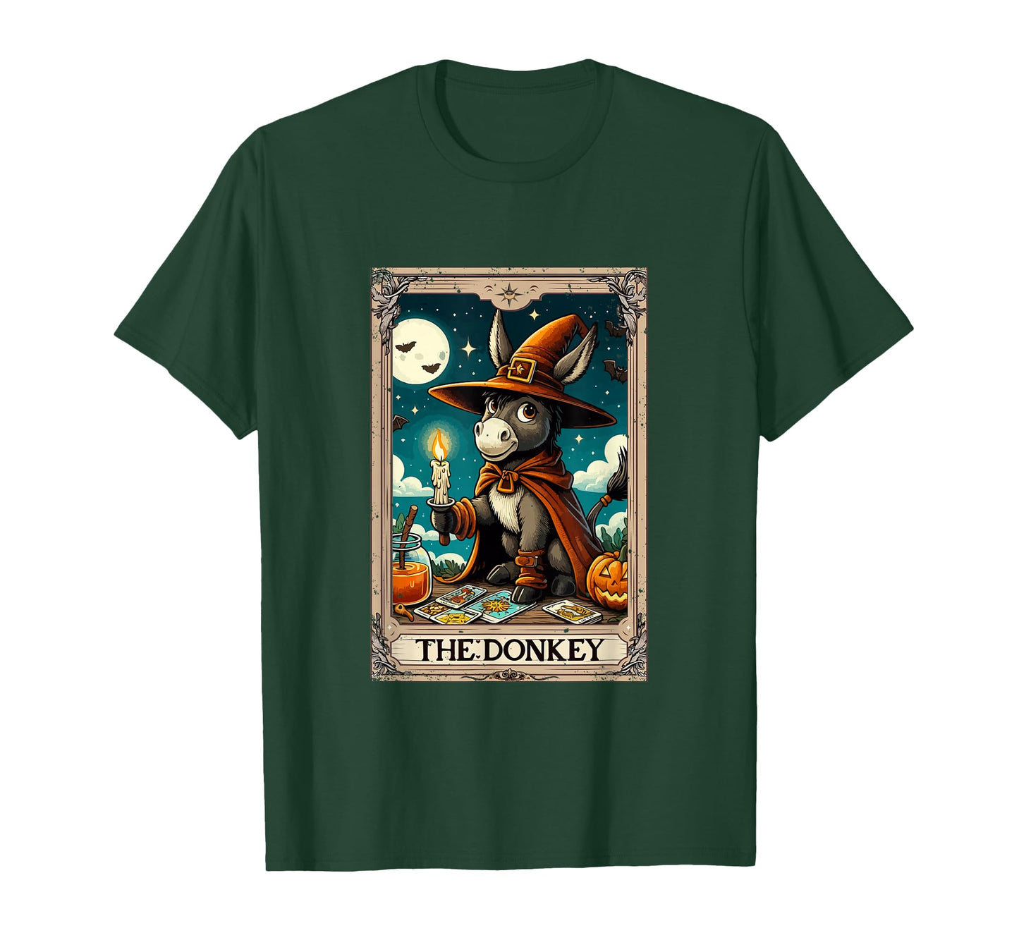 The Donkey Halloween Witch Cute Tarot Card Lover Player T-Shirt