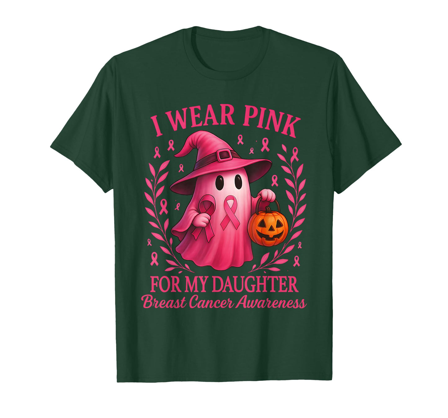 I Wear Pink for My Daughter Ghost Breast Cancer Awareness T-Shirt