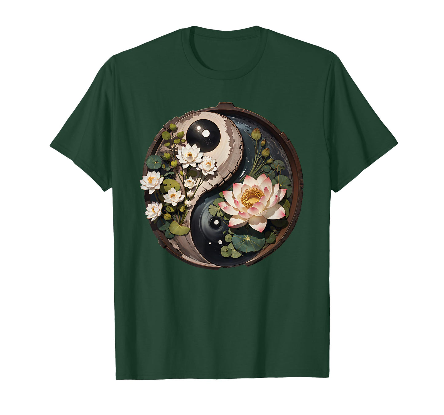 Lotus Flower Pond Yin Yang T-Shirt