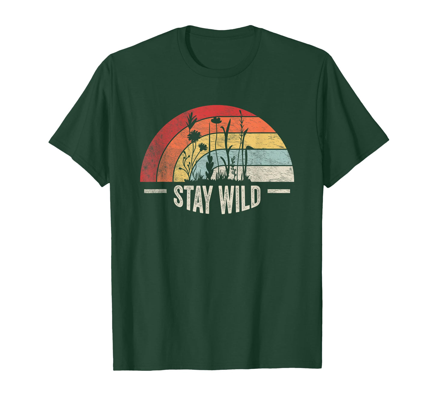 Retro Vintage Stay Wild Wildflower Inspirational Women Quote T-Shirt