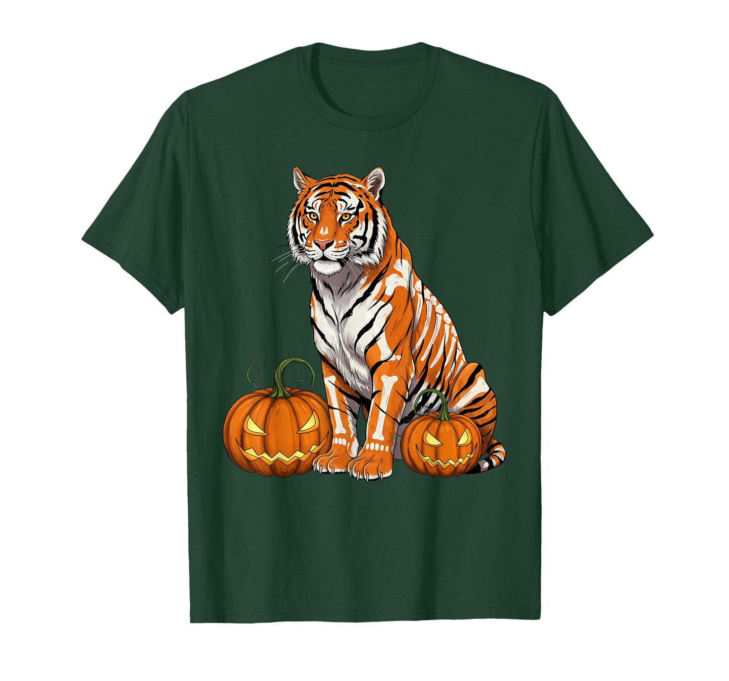 Skeleton Tiger Halloween Stripes - Spooky Animal T-Shirt