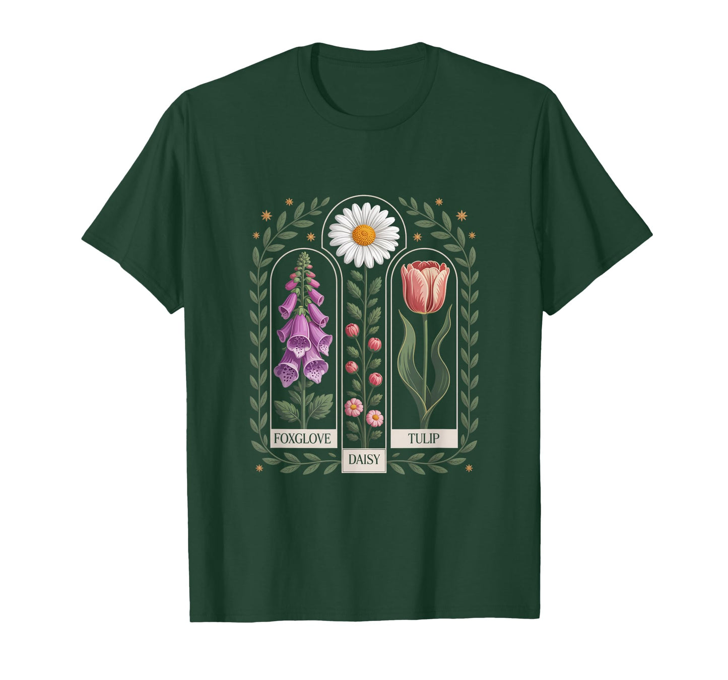 Foxglove Daisy Tulip Garden Bloom Art T-Shirt