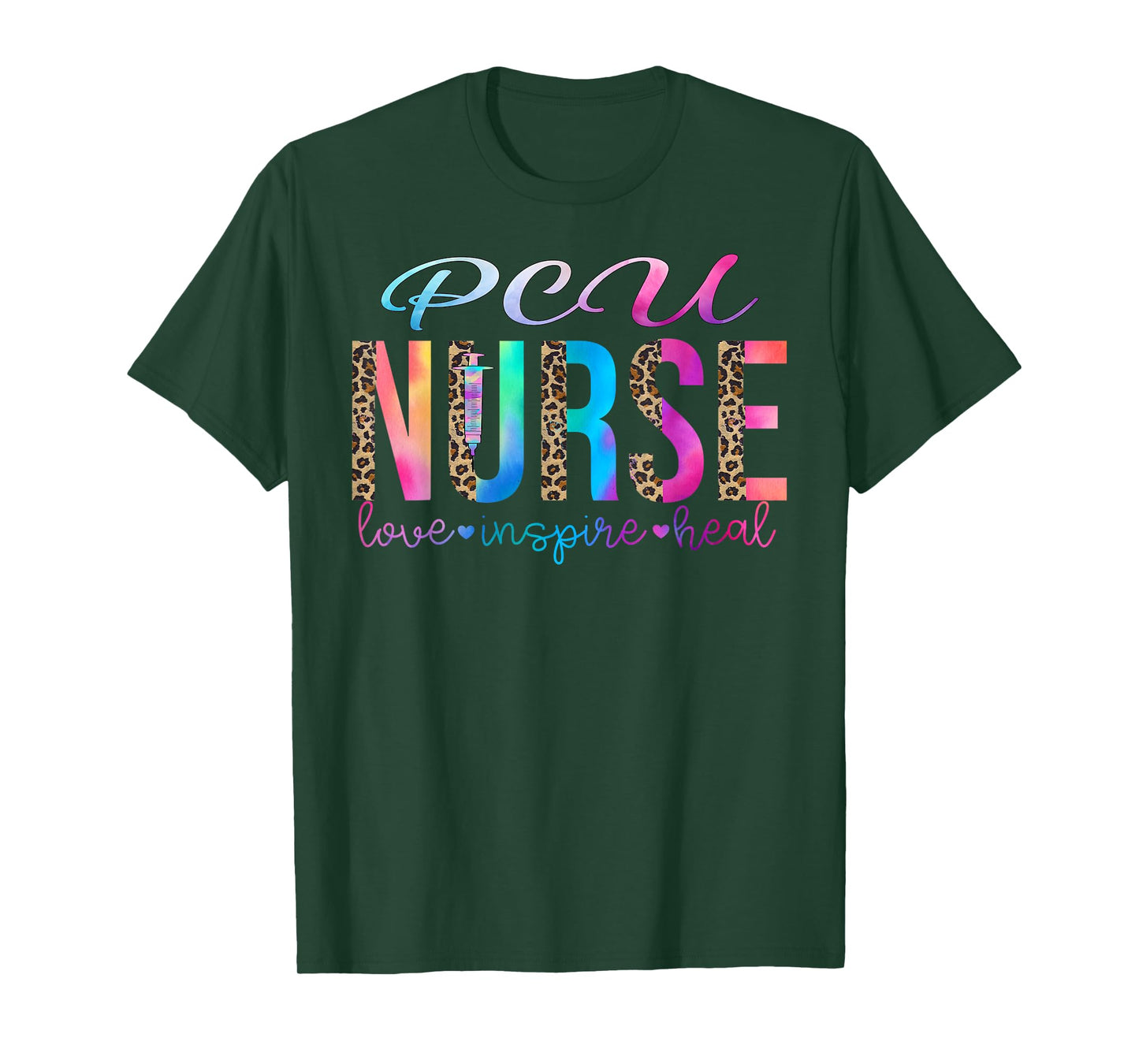 PCU nurse love inspire heal watercolor T-Shirt, Small, Black
