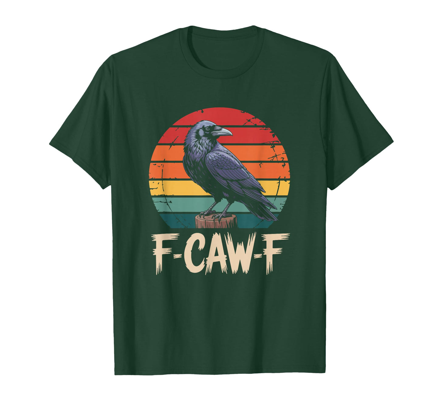 F-CAW-F Raven Vintage Sunset Funny Bird T-Shirt