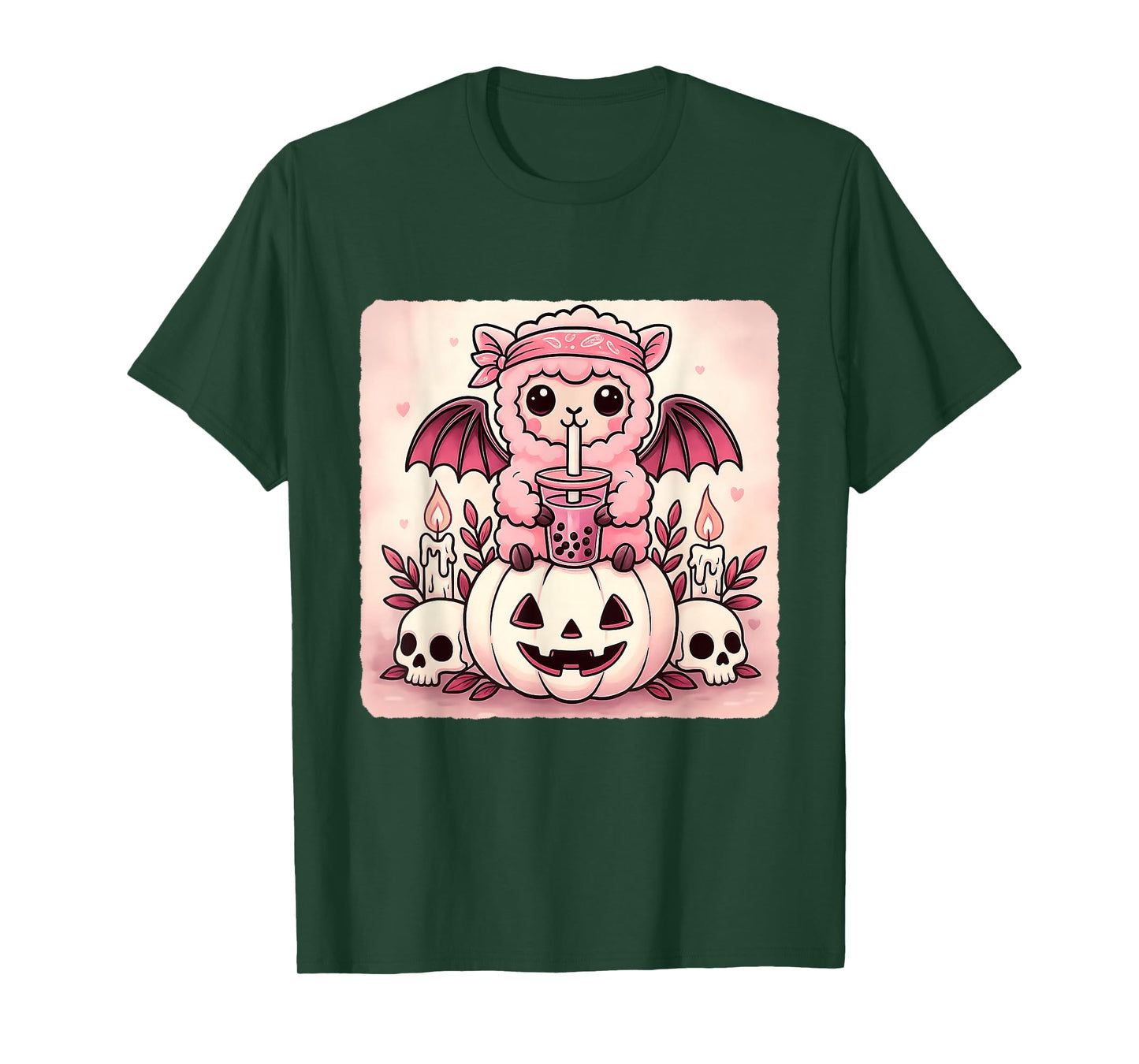 Alpaca Bat Kawaii Pastel Goth Creepy Cute Skeleton T-Shirt