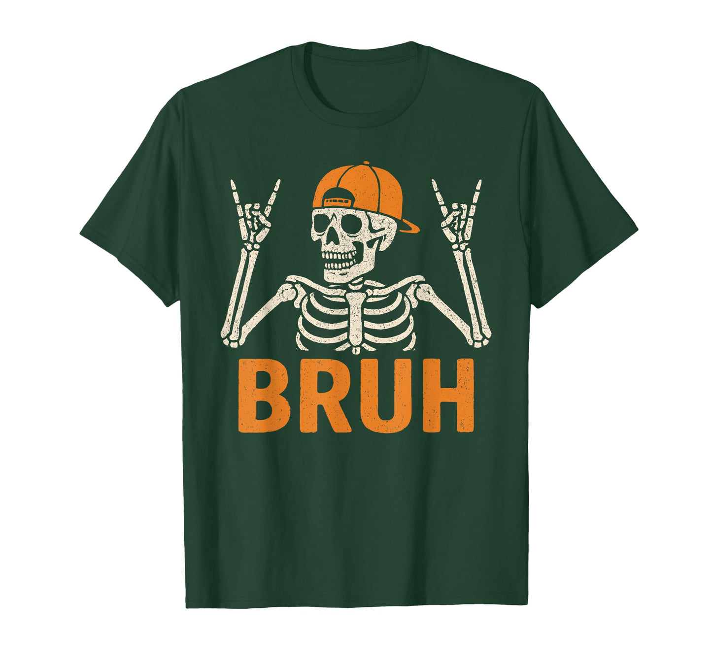 Bruh Punk Rock Skeleton Cool Rocker Halloween Men Boys Kids T-Shirt