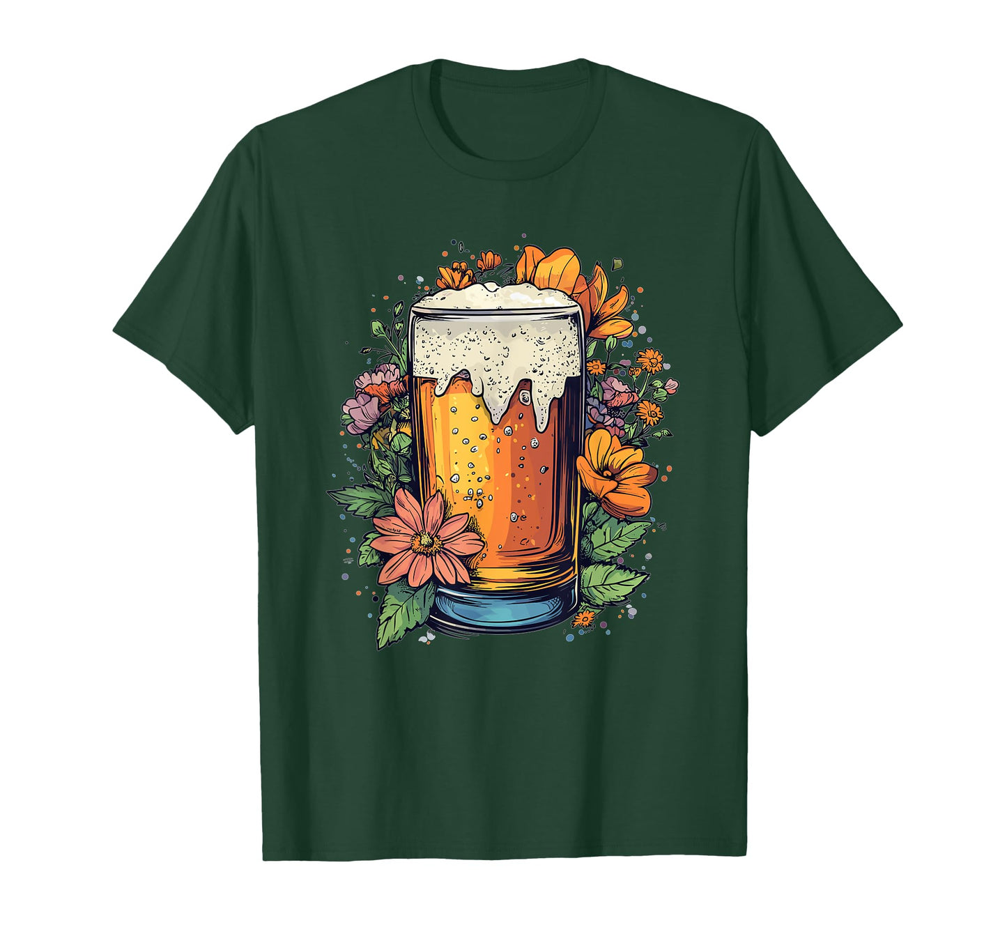 Floral Beer Glass With Blossoming Flowers T-Shirt