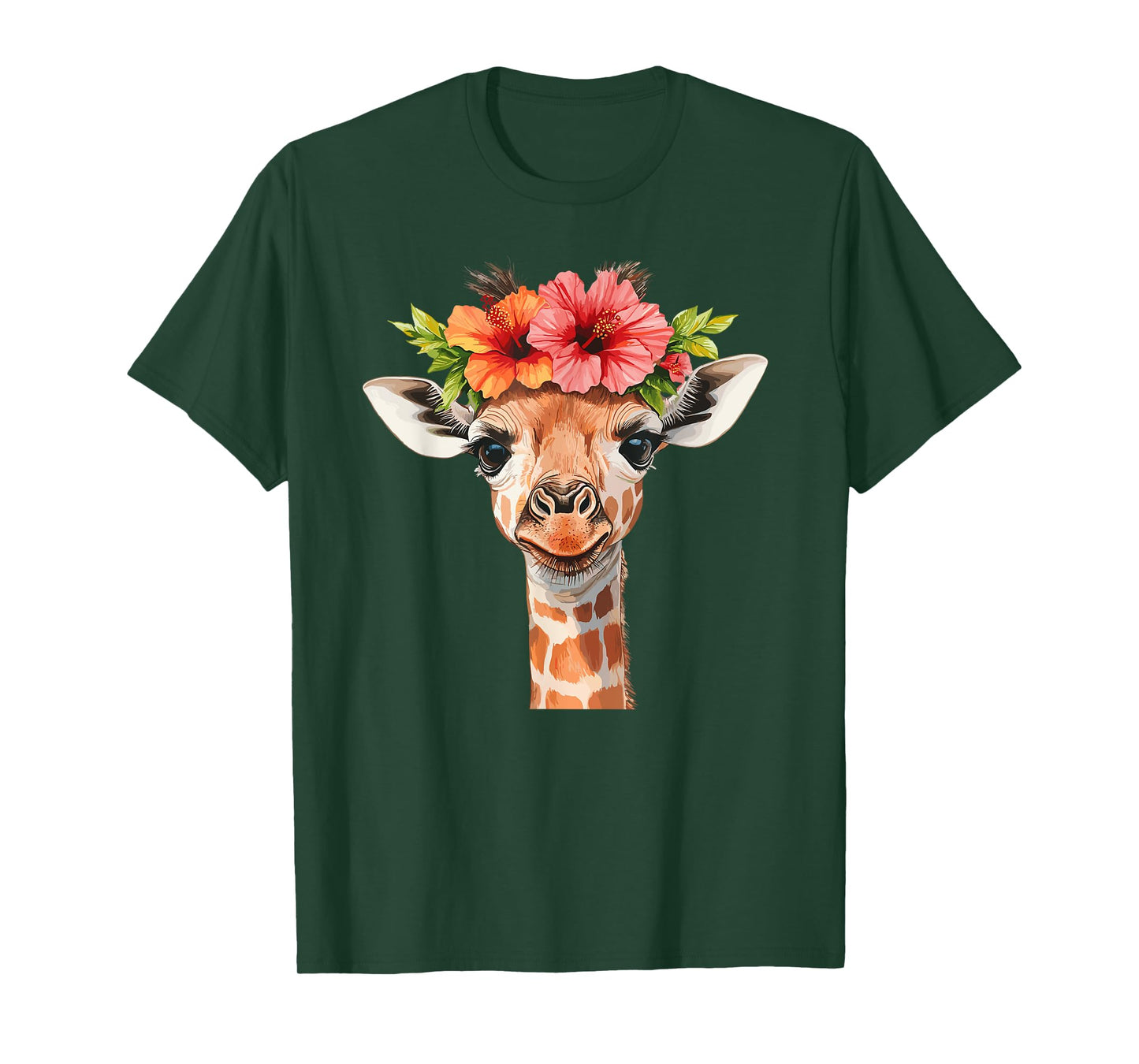 Adorable Giraffe With Flower Crown T-Shirt