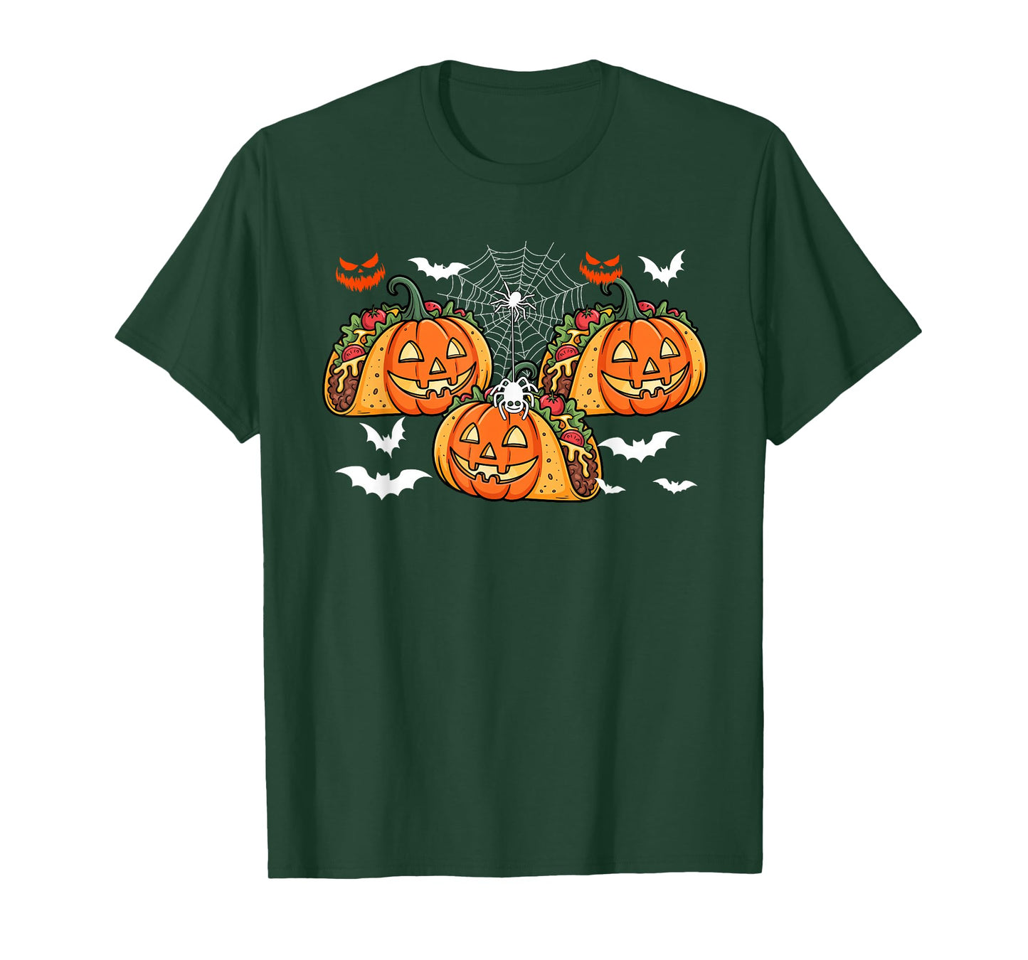Three Horror Tacos As Carved Pumpkins Halloween Food Lover T-Shirt