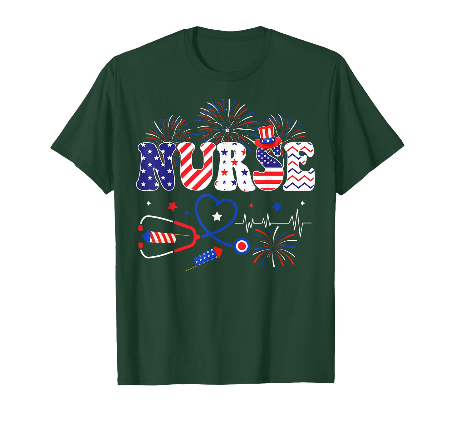 Patriotic Nurse Independence Day American Nurse 4th of July T-Shirt