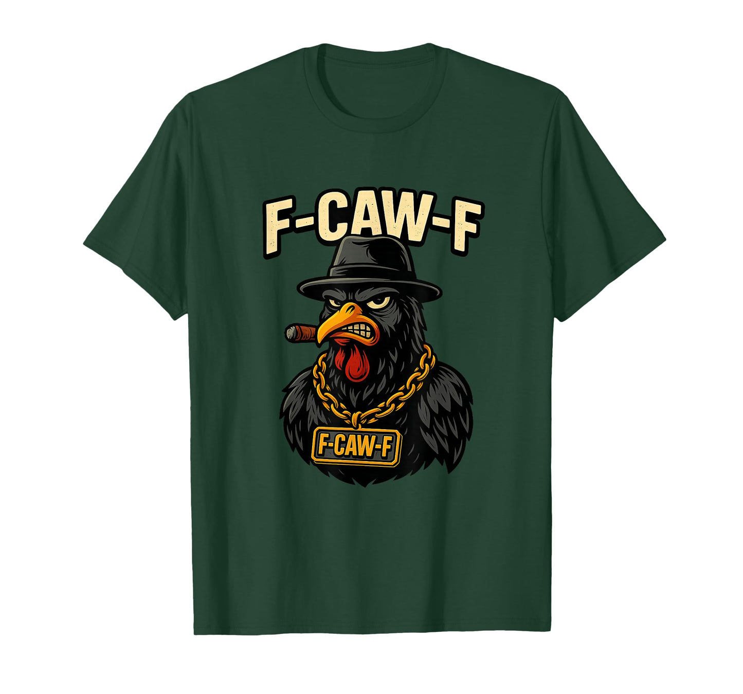 F CAW F Text & Cartoon Gangster Bird T-Shirt