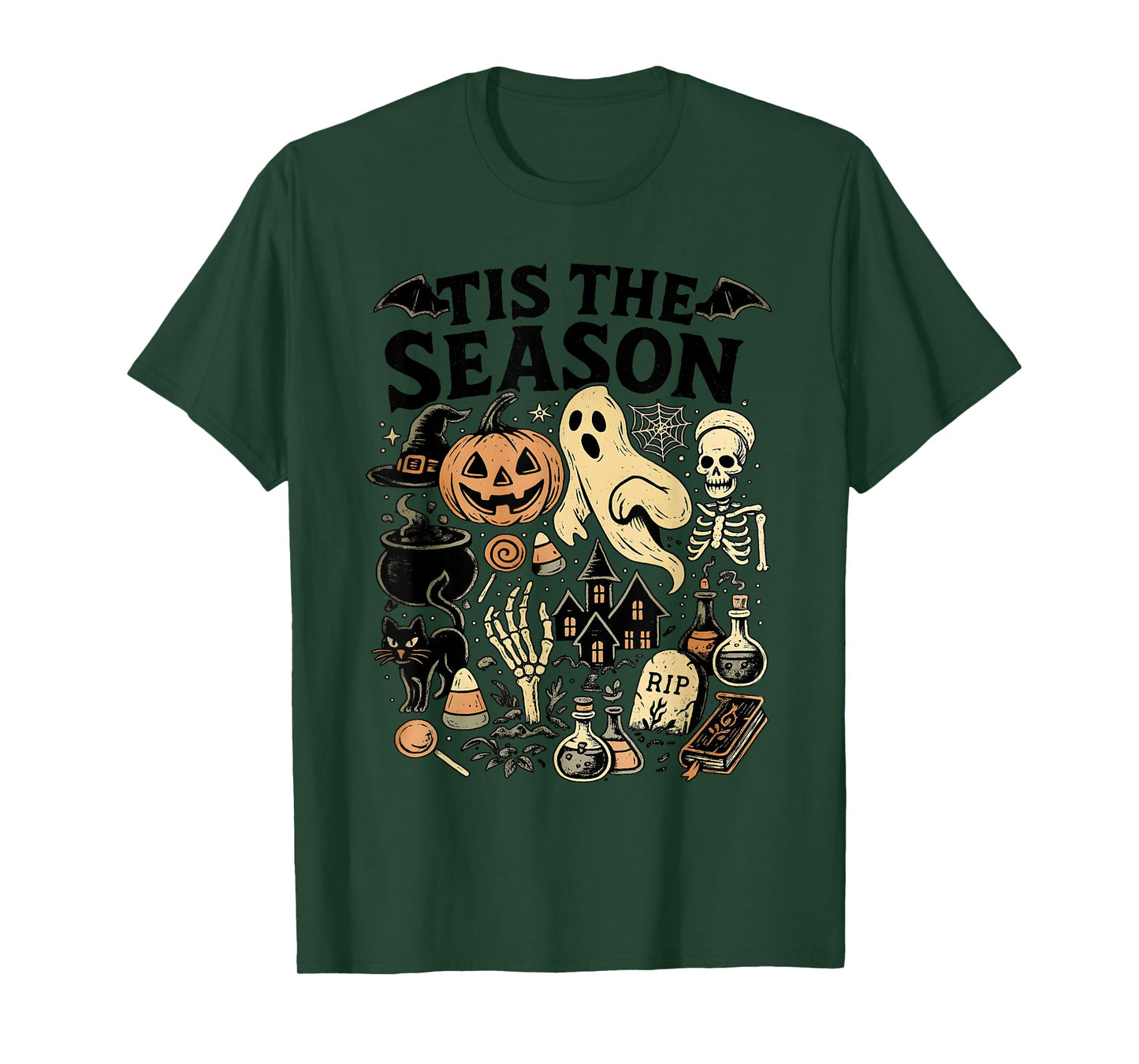 Tis The Season Halloween Ghost Pumpkin Halloween Skeleton T-Shirt