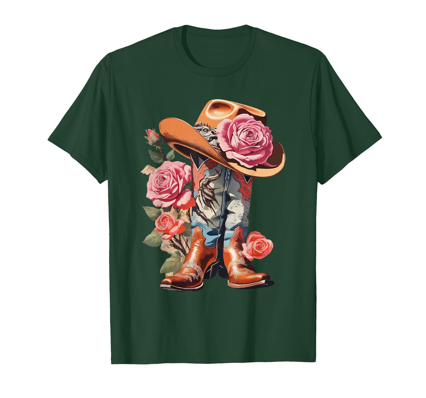 Cowgirl Boots Girl Pink Boot Hat Cowgirl T-Shirt